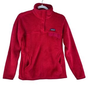 Patagonia Womens Re-Tool Snap-T Fleece Pullover Red Polartec Jacket Medium 25442